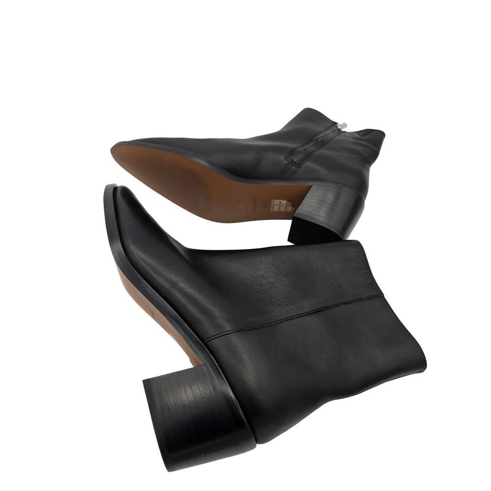 Madewell The Darcy Black Leather Pointed Toe Block Heel Ankle Boots Women sz 11 - Picture 7 of 11